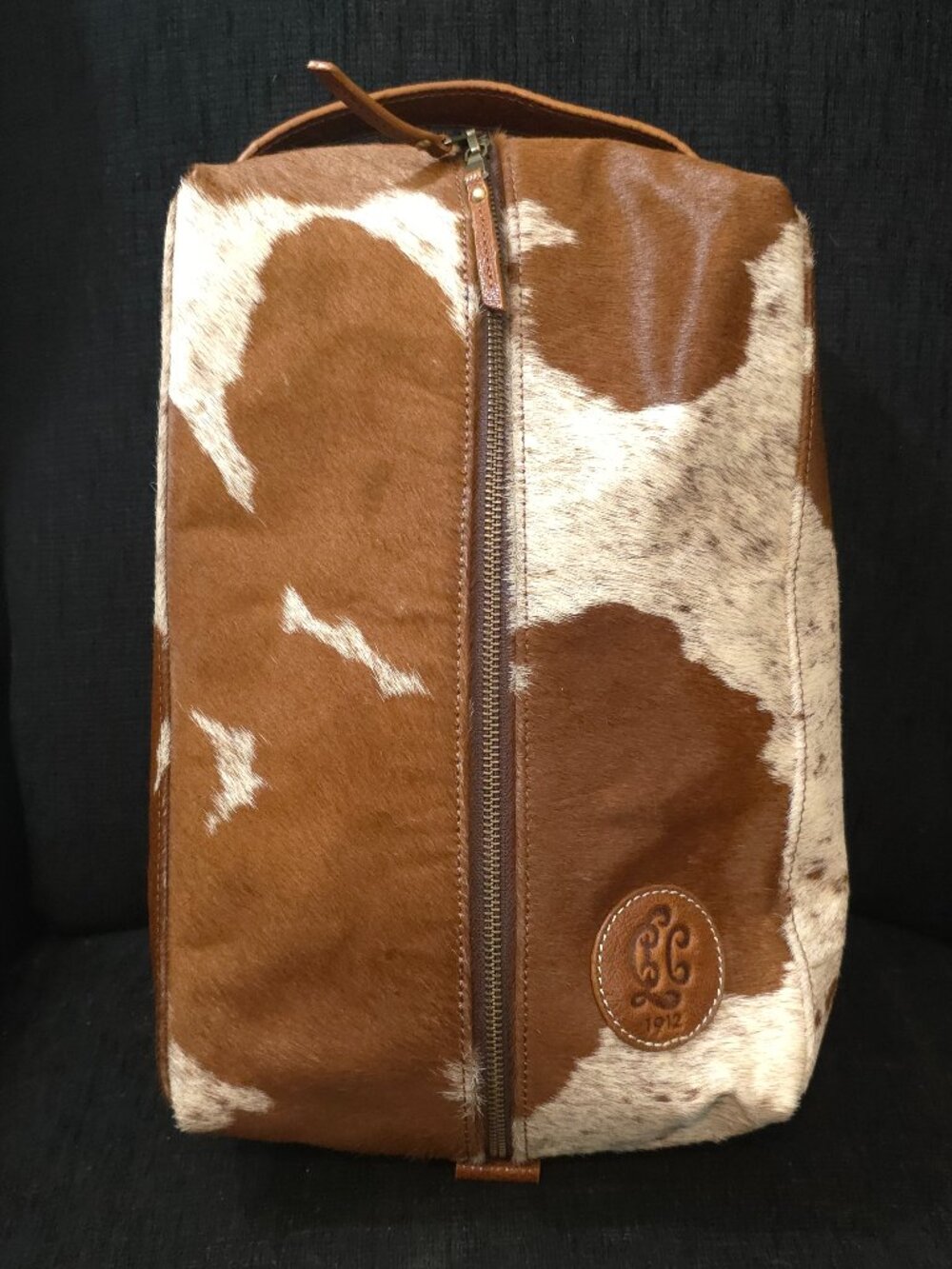 F.H. Wadsworth Men's Brindle Cowhair on Hide and Leather Shoe Bag